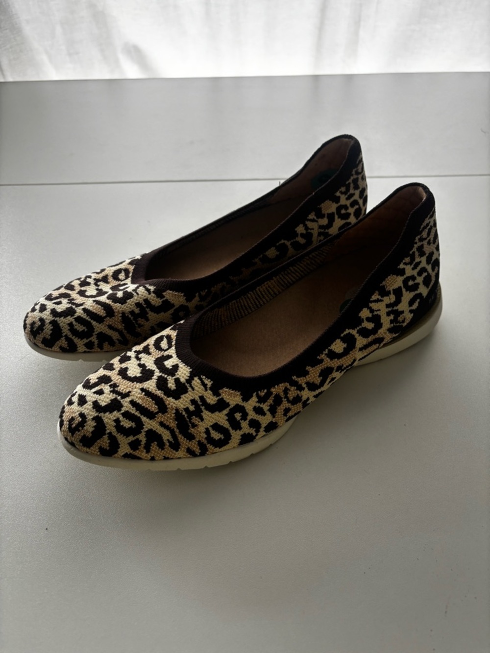 Dr. Scholl's Leopard Knit Ballet Flats - Beige and Black